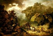 Philippe Jacques landscape with carriage in a storm oil painting artist